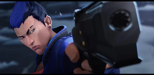 Yoru in the RETAKE Cinematic Yoru holding a Sheriff