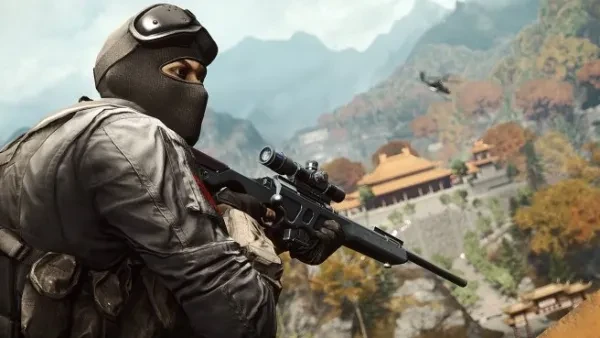 Top 3 Best Battlefield 4 Snipers Battlefield 4 sniper looking down at battle from a vantage point.