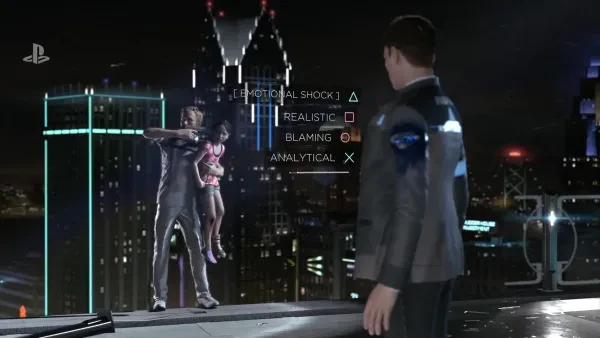 Conner negotiating a hostage situation Detroit: Become Human Difficulties