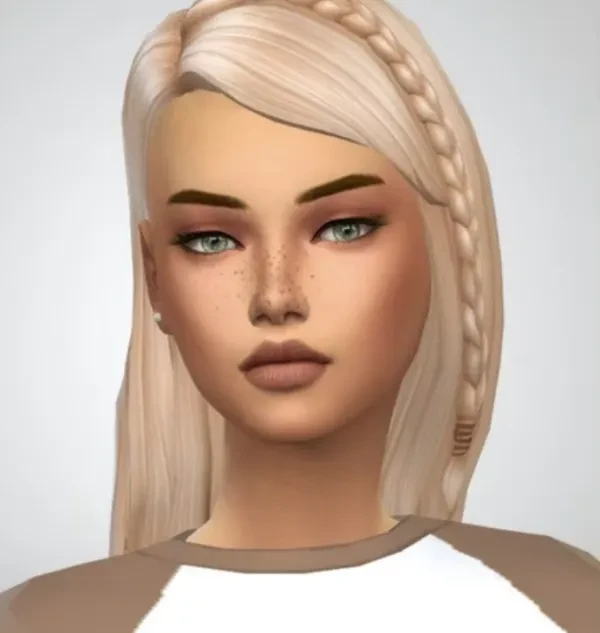 A beautiful sim with modded hair and makeup.