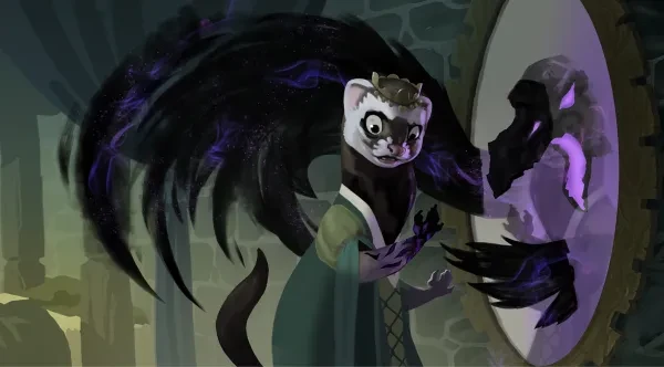 A ferret getting corrupted by a Bane in the Dark Influence Spell Card Best Armello Rot Characters