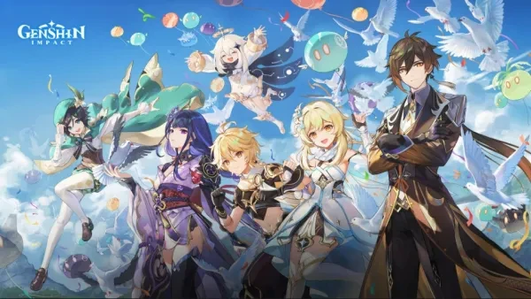The Travelers with three of Teyvat's Archons Our blonde heroes pose with the first three Archons of the game