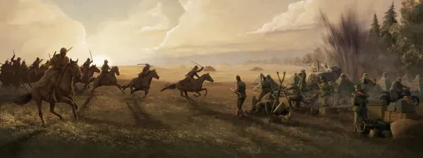 Cover art of a cavalry unit charging enemy infantry The best combat widths used in Hearts of Iron IV