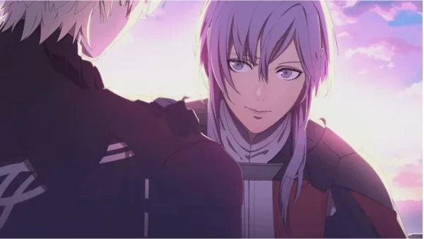 Yuri S Support Fire Emblem: Three Houses' Yuri looking at Byleth.