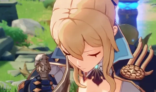 Jean, acting Grandmaster of the Knights of Favonious, bows before the symbol of Mondstadt's hero Genshin Impact Best Jean Builds That Are Powerful