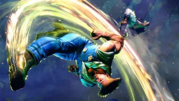 Guile finishes his third Super Art on Ryu in Street Fighter 6.