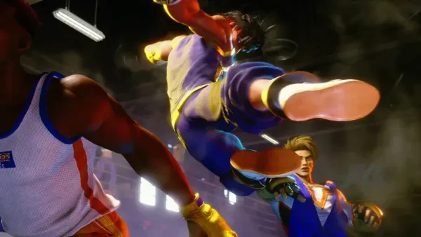 Bosch kicks between the Avatar and Luke in Street Fighter 6's World Tour