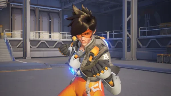 Tracer posing.