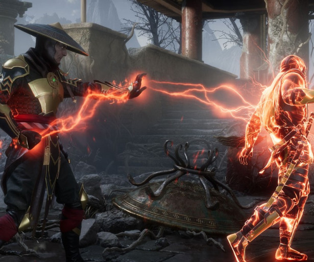 Raiden electrocutes Scorpion in retaliation