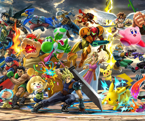 A piece of the famous Smash Ultimate banner art of all characters