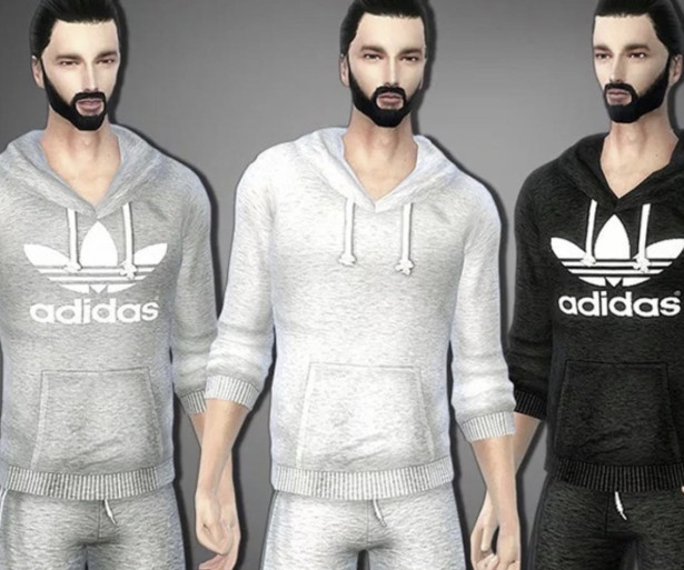 Three male sims looking their best in custom hoodies!