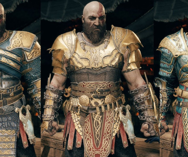 Kratos with different armor sets