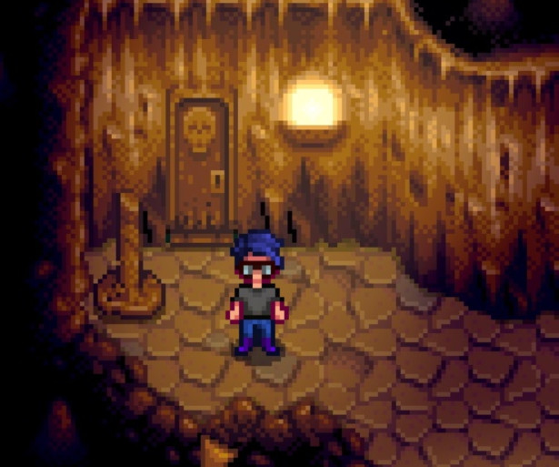 Character armed and ready to face Skull Cavern in Stardew Valley