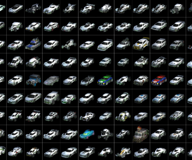 All 108 different rocket league cars that have been added to the game. 