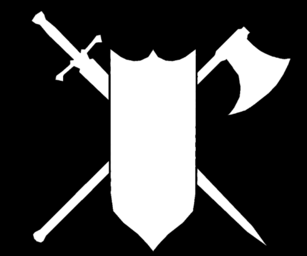 A shield crossed with a sword and axe. The Fighter symbol.