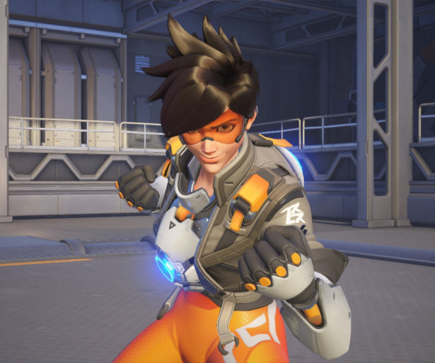 Tracer posing.