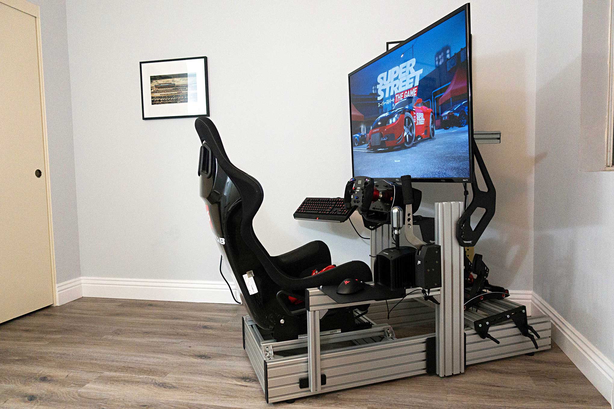 racing sim cockpit with monitor mount